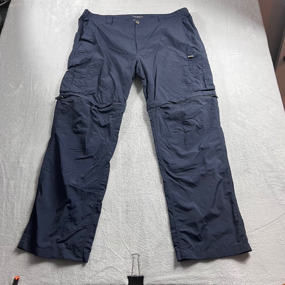Columbia Omni-Shade Men 40x32 Navy Blue Convertible Cargo Hiking Pants Zip Off